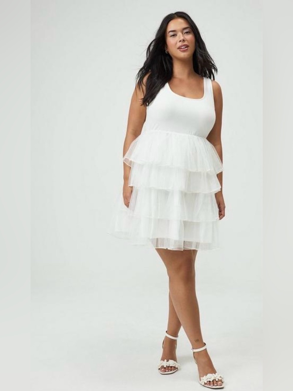 TORRID White Tiered Tulle Tutu Mini Dress - Picture 2 of 4